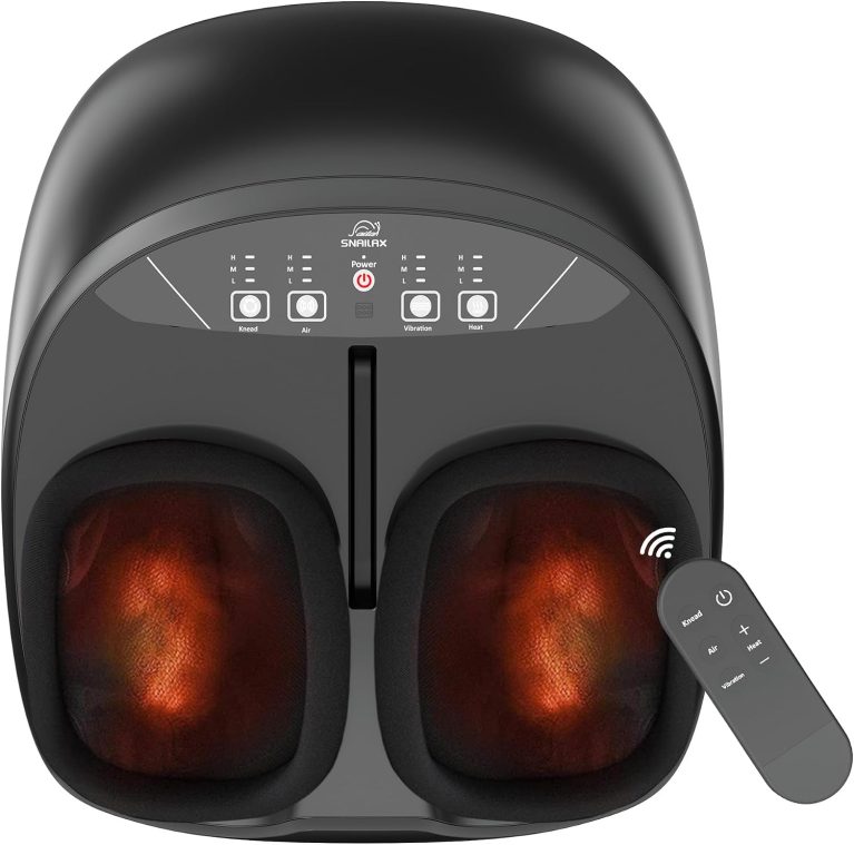 Snailax Masseur de Pieds Shiatsu, Appareil de Massage des Pieds Électrique avec Chaleur, Pétrissage, Compression et Vibration, Télécommande, Chauffe-Pieds, Taille jusqu'à 47