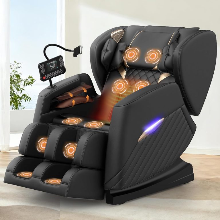 Srfzluxy Fauteuil de massage, 16 rouleaux de massage, 8 airbags, chauffage lombaire, haut-parleur Bluetooth