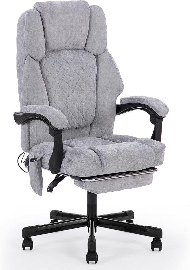 Zuacs Fauteuil de Bureau massant et Chauffant, Chaise Ergonomique avec Hauteur réglable, Dossier inclinable et télécommande Filaire, pivotant à 360°