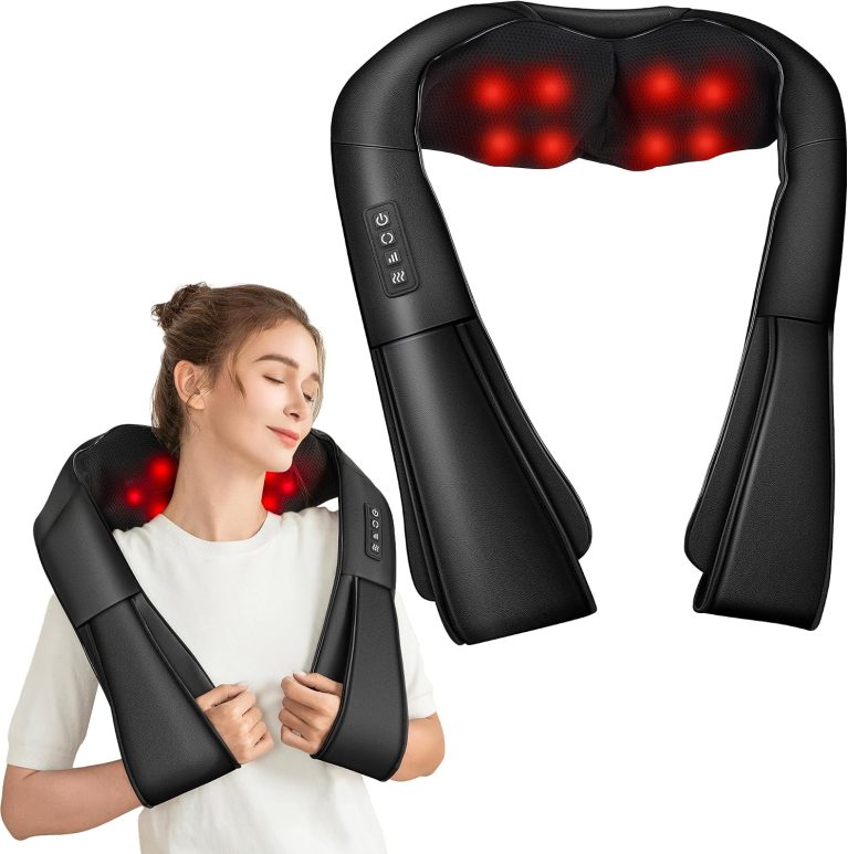 Brelley Masseur Dos et Cervicales Shiatsu, cuir PU, chaleur et rotation bidirectionnelle